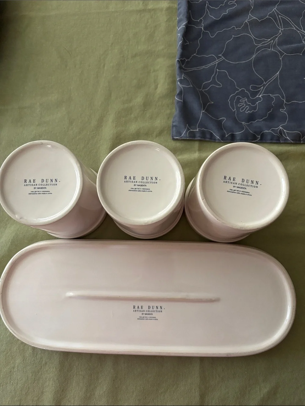 Rae Dunn White Ceramic Knife Spoon Fork Holder Set